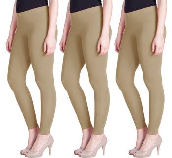 Lyra Beige Free Size Ankle Leggings 1