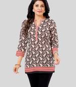 Black printed crepe short-kurtis