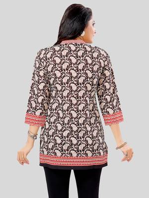 Black printed crepe short-kurtis 2