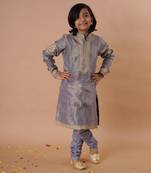 Chanderi/Woven/Dhari Tissue/Aari + Hand Embd/+ Lower/Grey