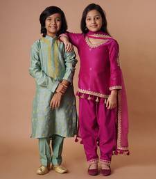 Chanderi/Thread Dori Embd/+ Lower/Moss Green- Yellow