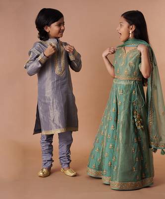 Chanderi/Woven/Dhari Tissue/Dori + Hand Embd/Embd Dupatta/Moss Green 2