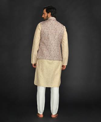 Yellow Print Bundi With Kurta And Churidar 2