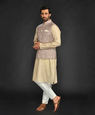 Yellow Print Bundi With Kurta And Churidar 3