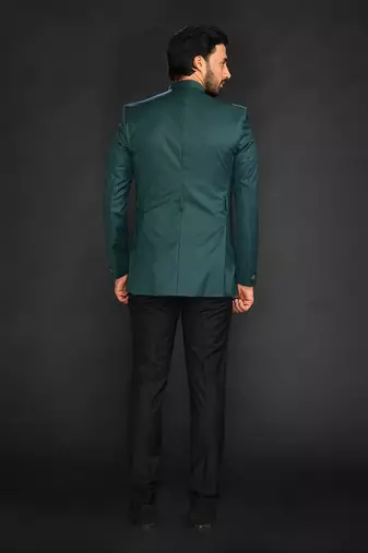 Embrelled Green Imported Velvet Bundgala Paired With Trousser