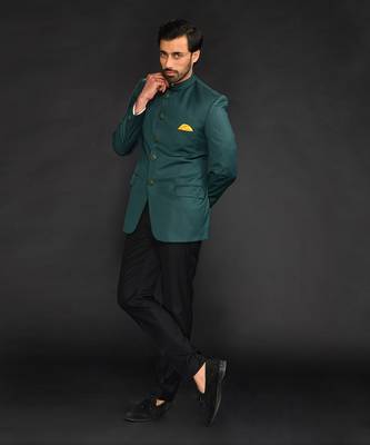 Embrelled Green Imported Velvet Bundgala Paired With Trousser 1