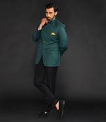 Embrelled Green Imported Velvet Bundgala Paired With Trousser