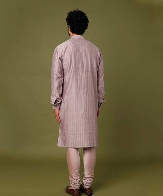 Lilac Embroidered Kurta With Churidar 2