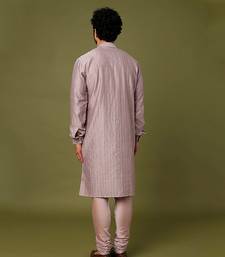 Lilac Embroidered Kurta With Churidar