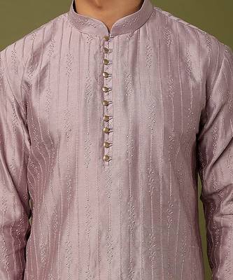 Lilac Embroidered Kurta With Churidar 3