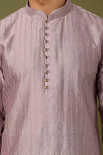 Lilac Embroidered Kurta With Churidar
