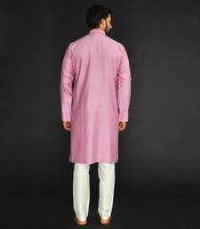 Lilac Pure Chanderi Emb. Kurta With Off White Chudidar