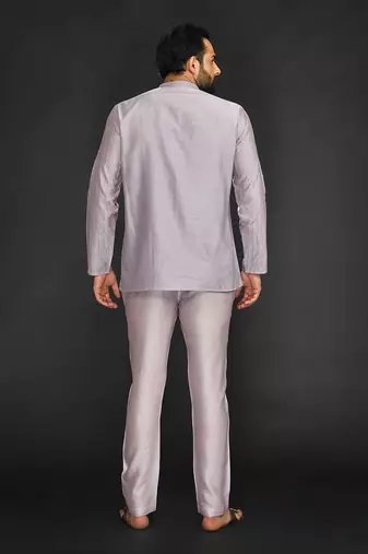 Lilac Pure Chanderi Short Kurta