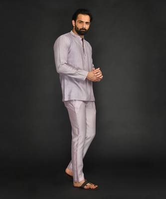 Lilac Pure Chanderi Short Kurta 3