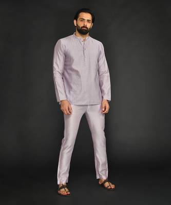 Lilac Pure Chanderi Short Kurta 4