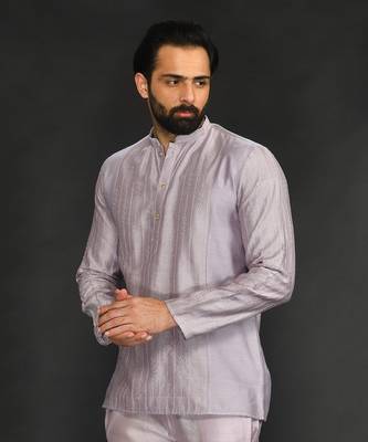Lilac Pure Chanderi Short Kurta 5