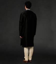 Yellow Pure Chanderi Emb. Kurta With Off White Chudidar