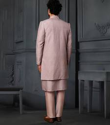 Lilac Vis/Silk Indowestern With Pure Chanderi Kurta And Trouser