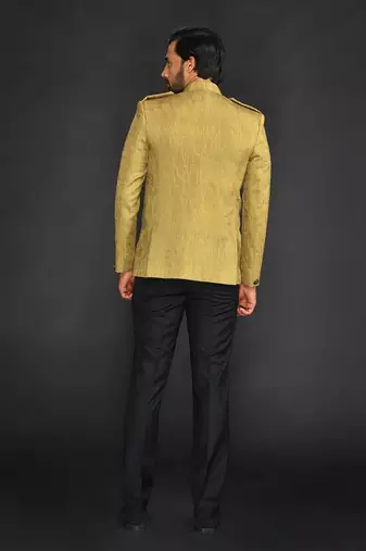 Mehandi Vis/Silk Bandgala With  Trouser