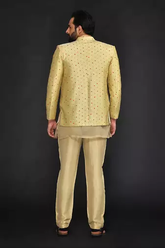 Bandgala With Organza Fabric Kurta And Slim Pant