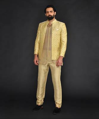 Bandgala With Organza Fabric Kurta And Slim Pant 1