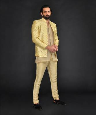 Bandgala With Organza Fabric Kurta And Slim Pant 5