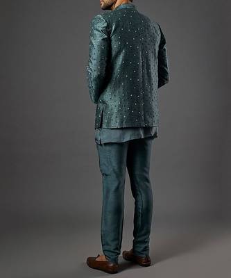 Bandgala With Organza Fabric Kurta And Slim Pant 2