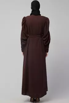 Nazneen Front Open long Cuff Gathered Puffed Sleeve Casual Abaya