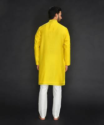 Off White Pure Chanderi Emb. Kurta With Off White Chudidar 2