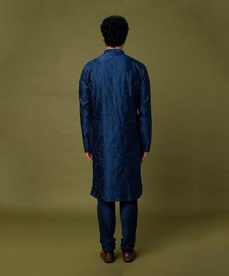 Blue Pure Chanderi Emb. Kurta With Blue Chudidar 2