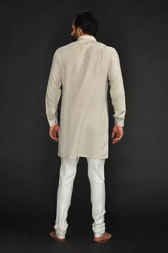Flax Stylised Kurta With Off White Chudidar