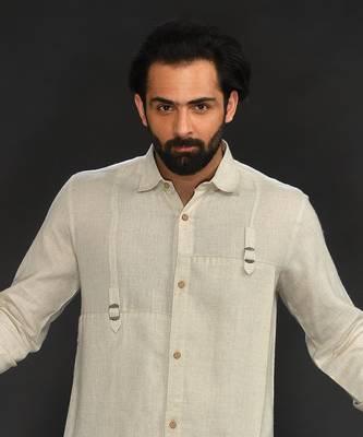 Flax Stylised Kurta With Off White Chudidar 5