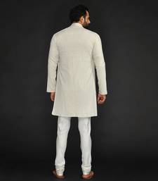 Double Layer Flax Kurta With Saddle Stitch On Chest Paired With Flax Churidar