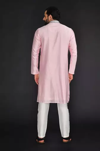 Chanderi Kurta With Hand And Machine Embroidery