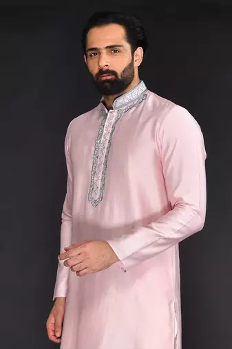 Chanderi Kurta With Hand And Machine Embroidery
