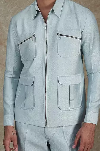 Herringbone Silk Blend Jacket With Trouser