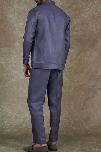 Herringbone Silk Blend Jacket With Trouser