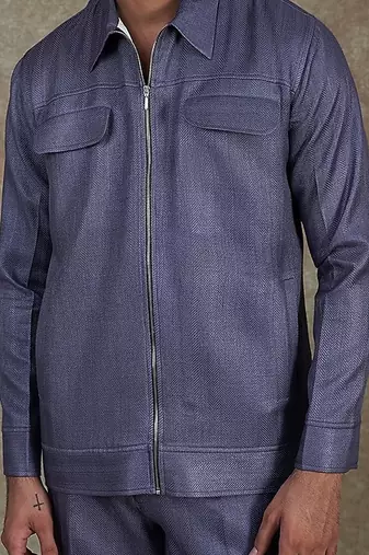Herringbone Silk Blend Jacket With Trouser