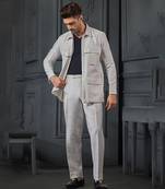 Herringbone Silk Blend Jacket With Trouser