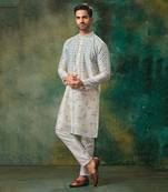 Geometric Patch Work Kurta With Churidar