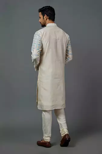Geometric Patch Work Kurta With Churidar