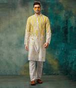 Geometric Patch Work Kurta With Churidar