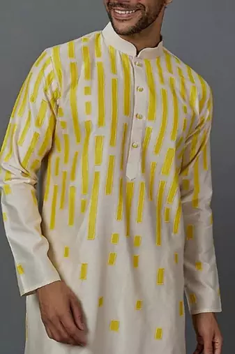 Geometric Patch Work Kurta With Churidar