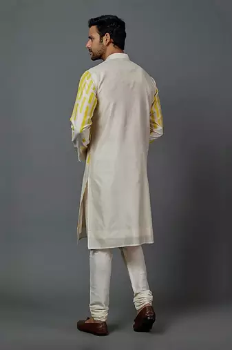 Geometric Patch Work Kurta With Churidar