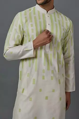 Geometric Patch Work Kurta With Churidar