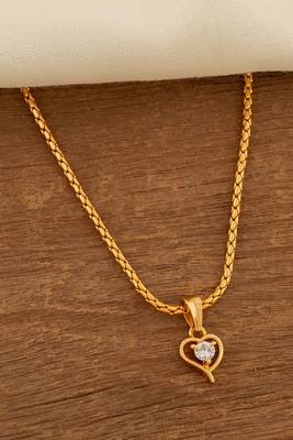 Golden chain SHORT with diamond heart pendant one gram gold 1