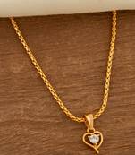 Golden chain SHORT with diamond heart pendant one gram gold