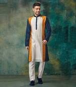 Color Blocking Kurta With Texture And Churidar