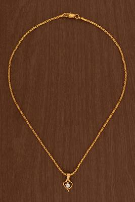 Golden chain SHORT with diamond heart pendant one gram gold 2