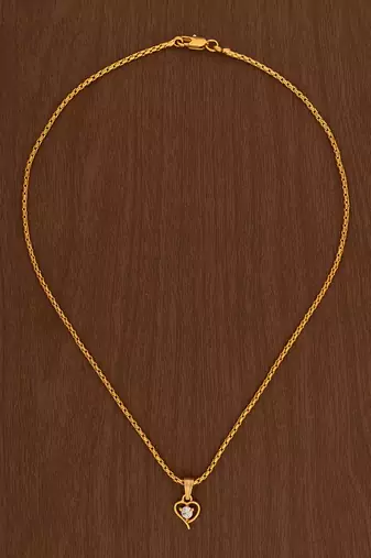 Golden chain SHORT with diamond heart pendant one gram gold